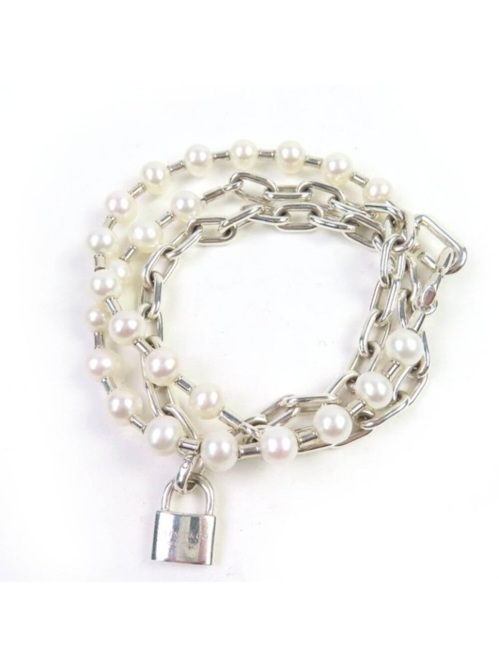 Tiffany & Co HardWear Hardware Pearl Lock Bracelet Medium AG 925 Silver